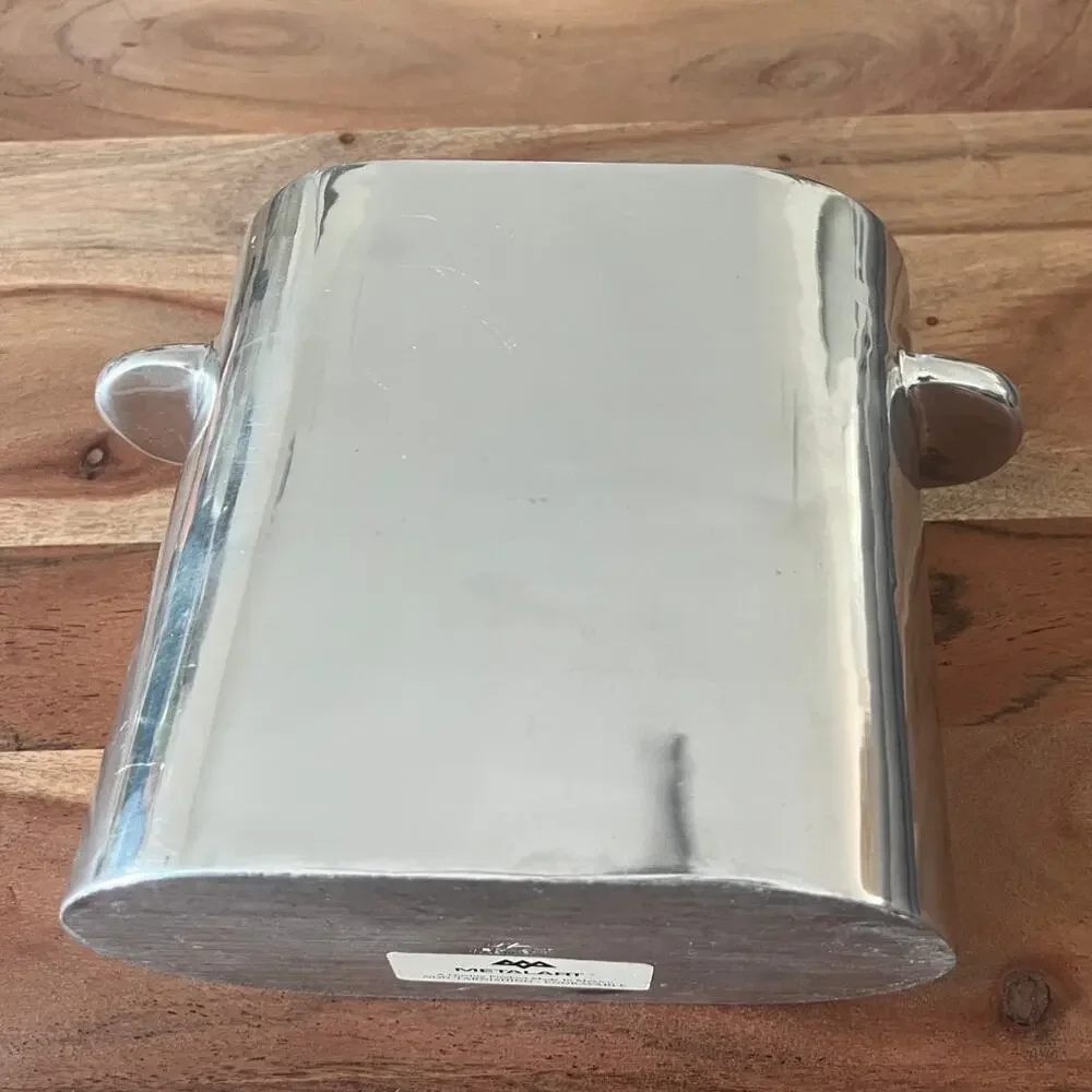 Metalart silver tone pewter champagne bucket modern oval Wine Holder Ice